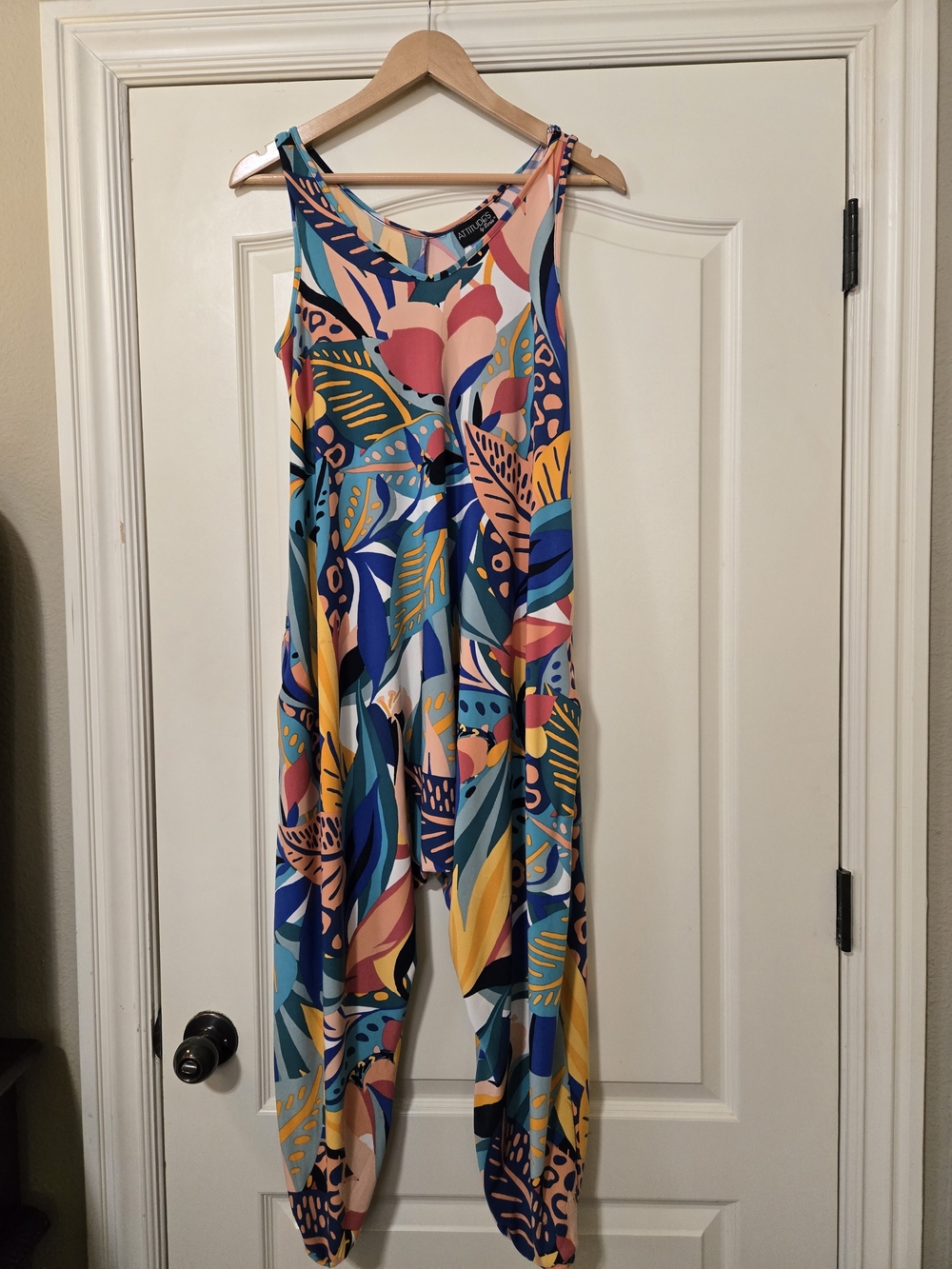Attitudes by Renee Multicolor Print Sleeveless Harem Jumpsuit Fall Layering